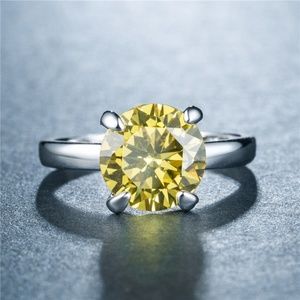 925 Silver  Round Cut Citrine Ring New